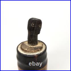 Tribal Batak Betel Nut Lime Container Buffalo Horn & Wood Sculpture Vintage