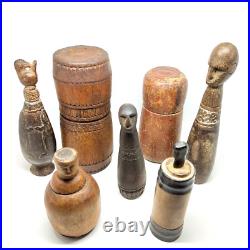 Tribal Batak Betel Nut Lime Container Buffalo Horn & Wood Sculpture Vintage