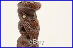 Tribal Maori Wood Carving TAPU Carved Rotorua New Zealand figure statue TIKI VTG