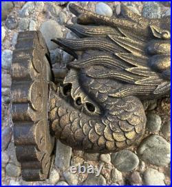 Twenty Century Hand Carved Dragon Vintage Wall Sculpture