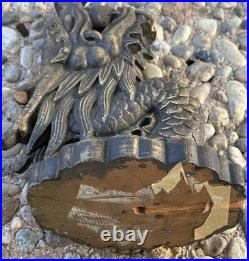 Twenty Century Hand Carved Dragon Vintage Wall Sculpture
