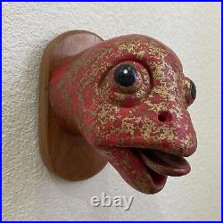 Unique Vintage AL BUSS Painted Clay Mixed Media Turtle Head 7 Wall Sculpture