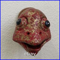 Unique Vintage AL BUSS Painted Clay Mixed Media Turtle Head 7 Wall Sculpture