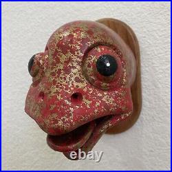 Unique Vintage AL BUSS Painted Clay Mixed Media Turtle Head 7 Wall Sculpture