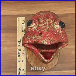 Unique Vintage AL BUSS Painted Clay Mixed Media Turtle Head 7 Wall Sculpture