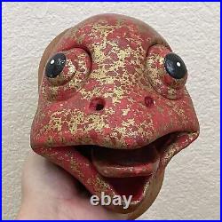 Unique Vintage AL BUSS Painted Clay Mixed Media Turtle Head 7 Wall Sculpture