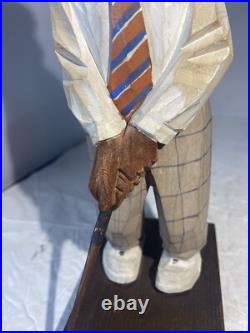 Unique Vintage C. O. Trygg Wood Carving Golfer 1954 Sweden Signed