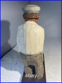 Unique Vintage C. O. Trygg Wood Carving Golfer 1954 Sweden Signed