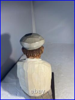 Unique Vintage C. O. Trygg Wood Carving Golfer 1954 Sweden Signed