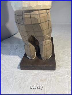Unique Vintage C. O. Trygg Wood Carving Golfer 1954 Sweden Signed