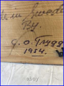 Unique Vintage C. O. Trygg Wood Carving Golfer 1954 Sweden Signed