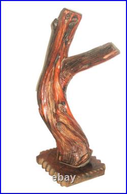 Unusual Vintage Folk Art Handmade 16 Tree Wood Sculpture Unique Scalloped Base