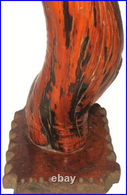 Unusual Vintage Folk Art Handmade 16 Tree Wood Sculpture Unique Scalloped Base