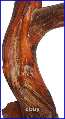 Unusual Vintage Folk Art Handmade 16 Tree Wood Sculpture Unique Scalloped Base