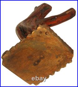 Unusual Vintage Folk Art Handmade 16 Tree Wood Sculpture Unique Scalloped Base