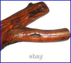 Unusual Vintage Folk Art Handmade 16 Tree Wood Sculpture Unique Scalloped Base