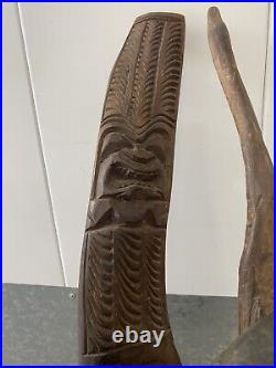 Unusual Vintage Mid Century Old Hawaiian TIKI Wood Sculpture Statue, 1950s