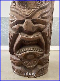 Unusual Vintage Mid Century Old Hawaiian TIKI Wood Sculpture Statue, 1950s