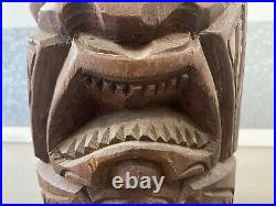 Unusual Vintage Mid Century Old Hawaiian TIKI Wood Sculpture Statue, 1950s