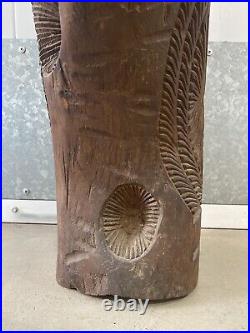 Unusual Vintage Mid Century Old Hawaiian TIKI Wood Sculpture Statue, 1950s