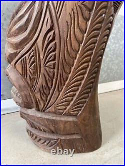 Unusual Vintage Mid Century Old Hawaiian TIKI Wood Sculpture Statue, 1950s