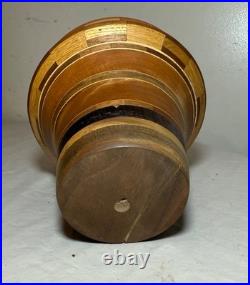 Unusual vintage handmade modernist turned natural wood artisan vase sculpture