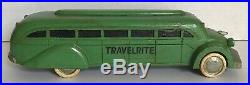 VINTAGE 1930s Travelrite BIG TOY WOODEN BUS Promotional wood carving car truck