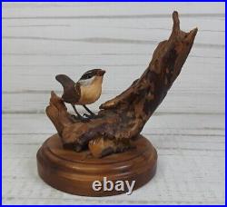 VINTAGE 1988 Hand Carved House Wren Wood Carving Artist Signed And Numbered #35