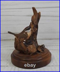 VINTAGE 1988 Hand Carved House Wren Wood Carving Artist Signed And Numbered #35