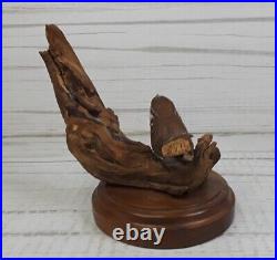 VINTAGE 1988 Hand Carved House Wren Wood Carving Artist Signed And Numbered #35