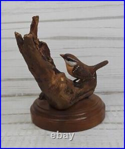 VINTAGE 1988 Hand Carved House Wren Wood Carving Artist Signed And Numbered #35