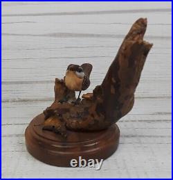 VINTAGE 1988 Hand Carved House Wren Wood Carving Artist Signed And Numbered #35