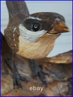 VINTAGE 1988 Hand Carved House Wren Wood Carving Artist Signed And Numbered #35