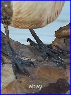 VINTAGE 1988 Hand Carved House Wren Wood Carving Artist Signed And Numbered #35