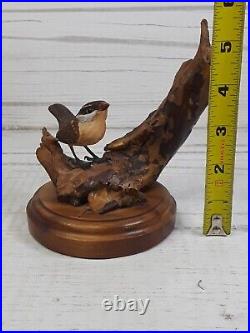 VINTAGE 1988 Hand Carved House Wren Wood Carving Artist Signed And Numbered #35