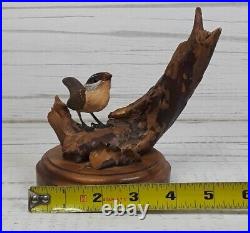 VINTAGE 1988 Hand Carved House Wren Wood Carving Artist Signed And Numbered #35