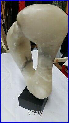 VINTAGE 40's NOGUCHI INSPIRED ABSTRACT FORM MARBLE SCULPTURE on WOOD BASE