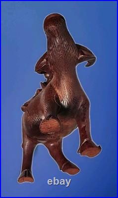 VINTAGE CHINESE ROSEWOOD BOY ON WATER BUFFALO CARVED WOOD SCULPTURE 6½x6¾