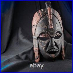 VINTAGE Ghana Tribal Wood Head Sculpture