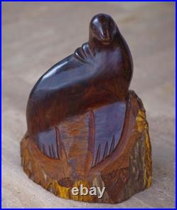 VINTAGE Hand Carved Ironwood Sea Lion by Seri Sonora MASSIVE 10H MAGNIFICENT
