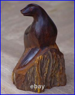 VINTAGE Hand Carved Ironwood Sea Lion by Seri Sonora MASSIVE 10H MAGNIFICENT