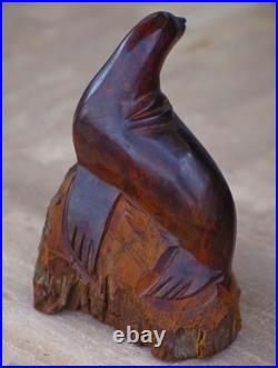 VINTAGE Hand Carved Ironwood Sea Lion by Seri Sonora MASSIVE 10H MAGNIFICENT