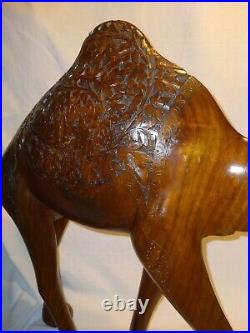 VINTAGE Hand Carved Wood CAMEL Sculpture VERY LARGE 27.25 16 lbs