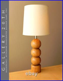VINTAGE MID CENTURY METROWARE WOOD SPHERE TABLE LAMP! SCULPTURE ART MCM 60's
