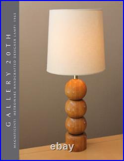 VINTAGE MID CENTURY METROWARE WOOD SPHERE TABLE LAMP! SCULPTURE ART MCM 60's