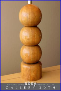 VINTAGE MID CENTURY METROWARE WOOD SPHERE TABLE LAMP! SCULPTURE ART MCM 60's