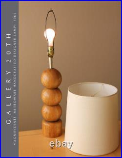 VINTAGE MID CENTURY METROWARE WOOD SPHERE TABLE LAMP! SCULPTURE ART MCM 60's