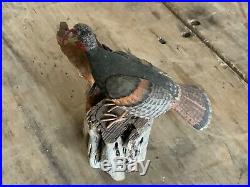 VINTAGE MINIATURE WOOD CARVING WILD TURKEY BY STAN SPARE CAPE COD Ma