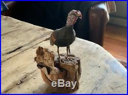 VINTAGE MINIATURE WOOD CARVING WILD TURKEY BY STAN SPARE CAPE COD Ma