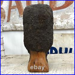 VINTAGE Man HEAD SCULPTURE Carved wood Art Studio Folk PRIMITIVE BUST